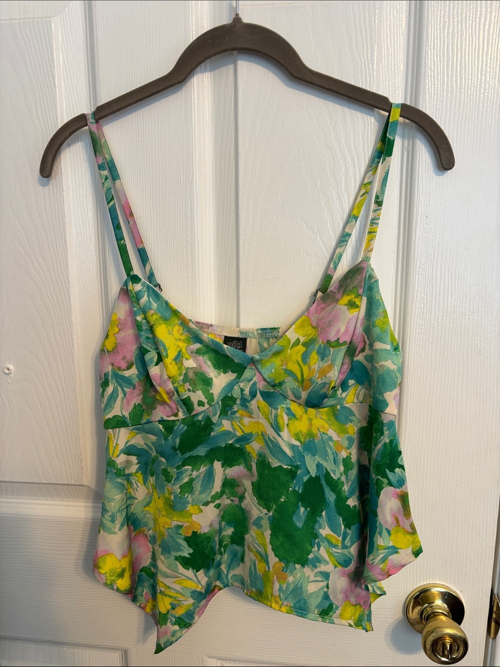 wild fable Floral Spaghetti-Strap Cami in Green, Yellow & Pink